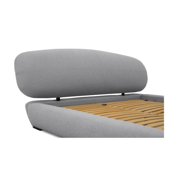 Szare tapicerowane łóżko dwuosobowe ze stelażem 180x200 cm Odette – Scandic-image-1