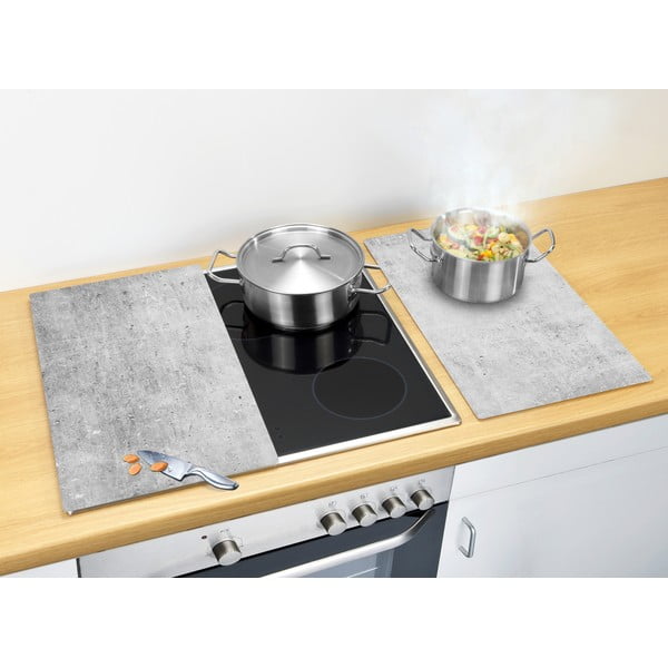 Płyty ochronne na kuchenkę ze szkła hartowanego zestaw 2 szt.  52x30 cm Concrete – Allstar-image-1