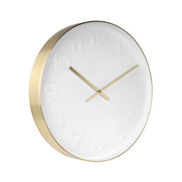 Biały zegar z elementami w kolorze złota Karlsson Mr. White, ⌀ 51 cm-image-1