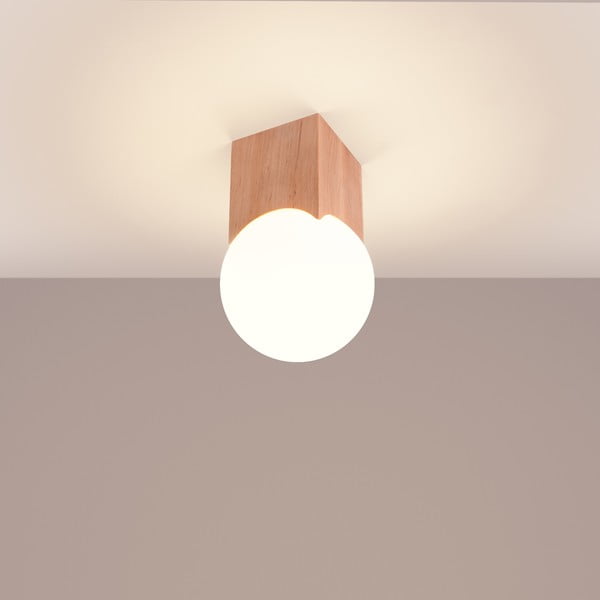 Lampa sufitowa w naturalnym kolorze ze szklanym kloszem 12x12 cm Rayer – Sollux-image-2