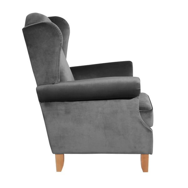 Antracytowy aksamitny fotel Max Winzer Verita Velvet-image-3