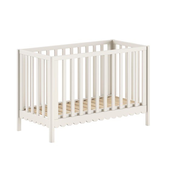 Beżowe łóżeczko z litego drewna sosnowego z regulowaną wysokością 60x120 cm Swingo – Vipack