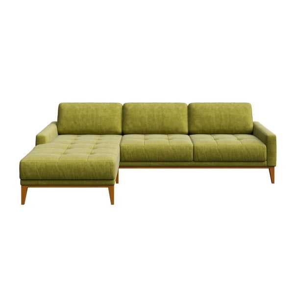 Zielona sofa z szezlongiem po lewej stronie MESONICA Musso Tufted
