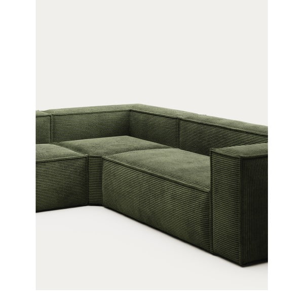 Zielony sztruksowy narożnik Blok – Kave Home-image-1