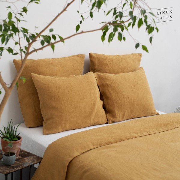 Żółta poszwa na kołdrę dwuosobowa z włókna konopnego 200x200 cm – Linen Tales-image-4