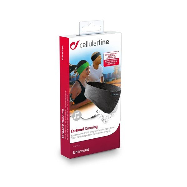 Czarna opaska sportowa ze zintegrowanymi słuchawkami stereo Cellularline EARBAND-image-2