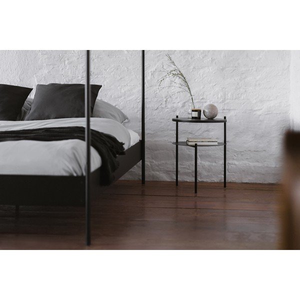 Czarne stalowe łóżko dwuosobowe bez zagłówka/z baldachimem ze stelażem 180x200 cm Eton – noo.ma-image-2