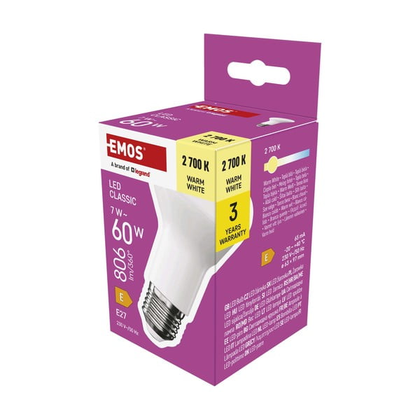 Żarówka LED z ciepłym światłem z gwintem E27, 7 W – EMOS-image-3