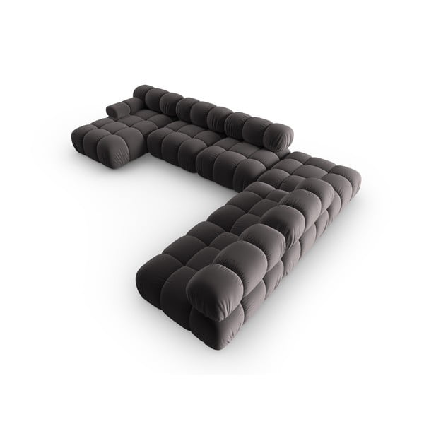 Ciemnoszara aksamitna sofa 379 cm Bellis – Micadoni Home-image-4