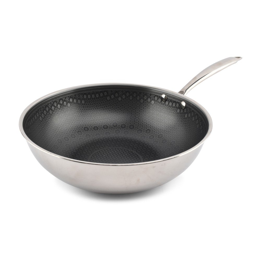 Patelnia z powłoką nieprzywierającą wok ze stali nierdzewnej ø 31,5 cm Fusion – BonBistro