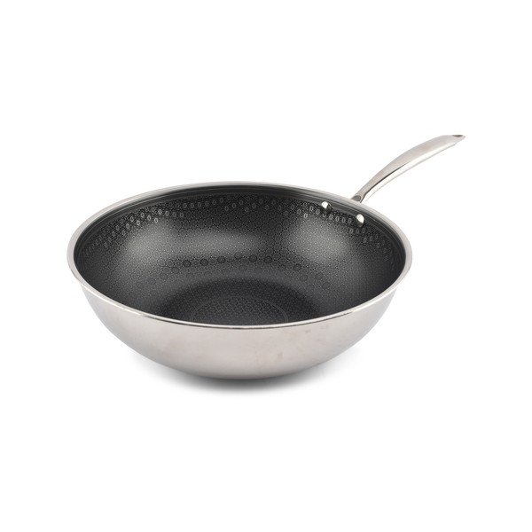 Patelnia z powłoką nieprzywierającą wok ze stali nierdzewnej ø 31,5 cm Fusion – BonBistro