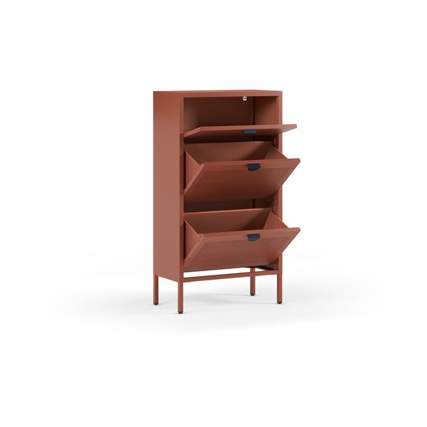 Metalowa szafka na buty w kolorze terakoty 60x110x30 cm Sayla – Marckeric-image-3