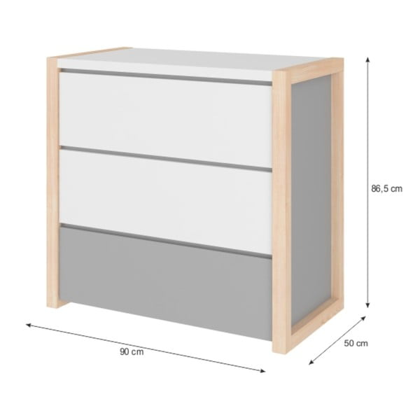 Szara komoda z 3 szufladami BELLAMY Pinette-image-2