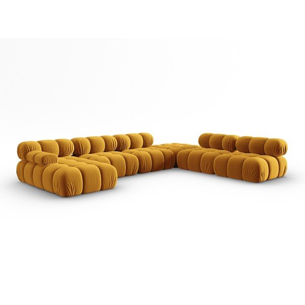 Żółta aksamitna sofa 379 cm Bellis – Micadoni Home-image-3