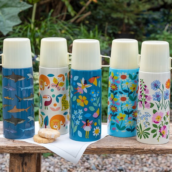 Niebiesko-kremowy termos dla dzieci 350 ml Butterfly Garden – Rex London-image-1