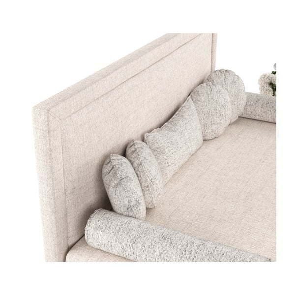 Beżowe tapicerowane łóżko jednoosobowe 90x200 cm Scala – Maison de Rêve-image-1