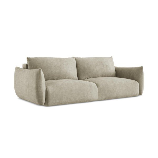 Beżowa rozkładana sofa z tkaniny szenilowej 230 cm Leila – Makamii-image-2
