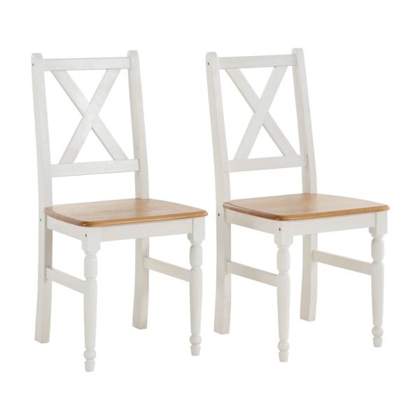 Zestaw 2 białych krzeseł do jadalni z naturalnym siedziskiem z litego drewna sosnowego Støraa Normann