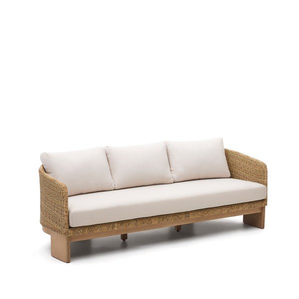 Beżowo-naturalny sofa ogrodowa z imitacji rattanu Xoriguer – Kave Home-image-2