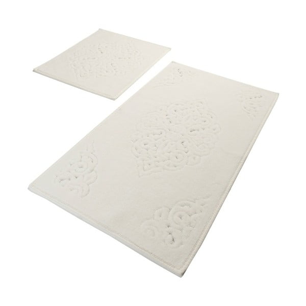 Zestaw 2 jasnobeżowych bawełnianych dywaników łazienkowych Confetti Bathmats Ottoman Ecru