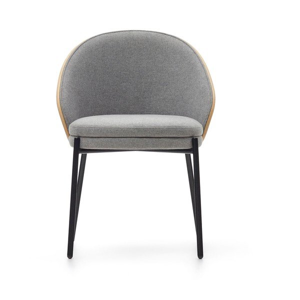 Szary/w naturalnym kolorze tapicerowany fotel jadalniany Eamy – Kave Home-image-2