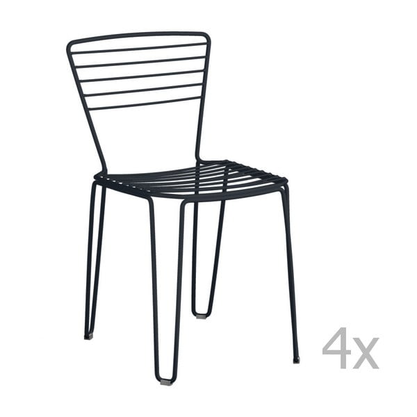 Zestaw 4 czarnych krzeseł ogrodowych Isimar Menorca