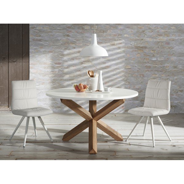 Dębowy stół do jadalni z białym blatem Kave Home Nori, ø 120 cm-image-4