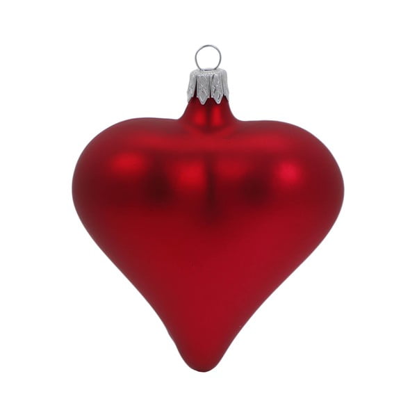 Zestaw 3 czerwonych szklanych bombek w kształcie serca Ego Dekor