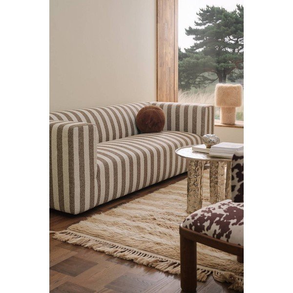 Brązowa/kremowa sofa z tkaniny szenilowej 220 cm Lisa – Ellos Home-image-1