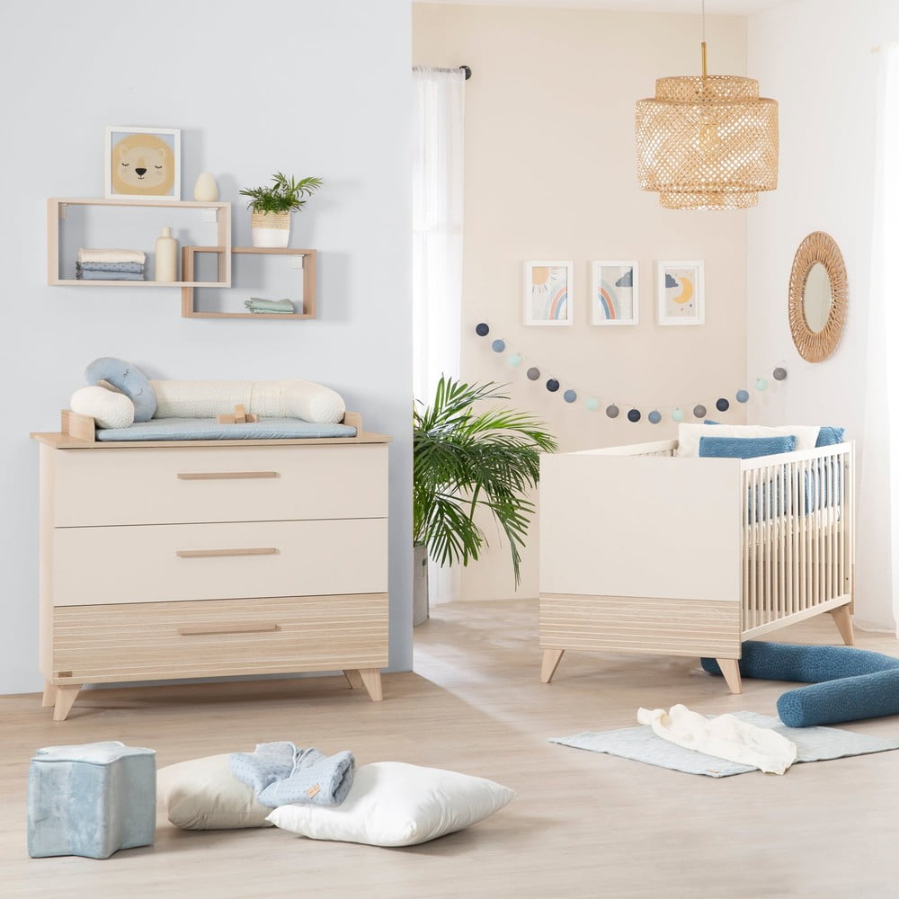 Kremowo-naturalna komoda dziecięca w dekorze dębu z przewijakiem 110x98x75 cm Sidney – Roba (zdjęcie 3)