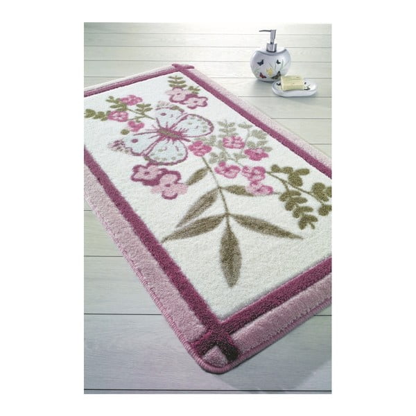 Różowy dywanik łazienkowy May, 57x100 cm