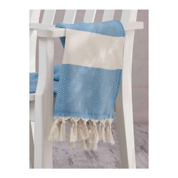 Jasnoniebieski ręcznik Hammam Elmas, 100x180 cm