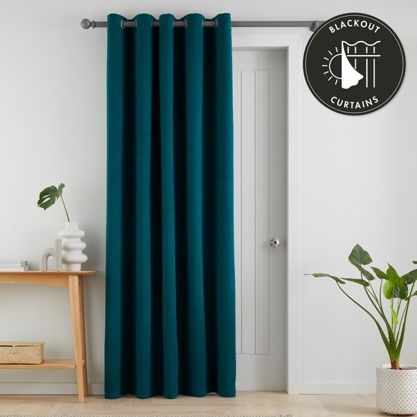 Turkusowa zasłona na drzwi zaciemniająca 117x213 cm Wilson – Catherine Lansfield-image-4