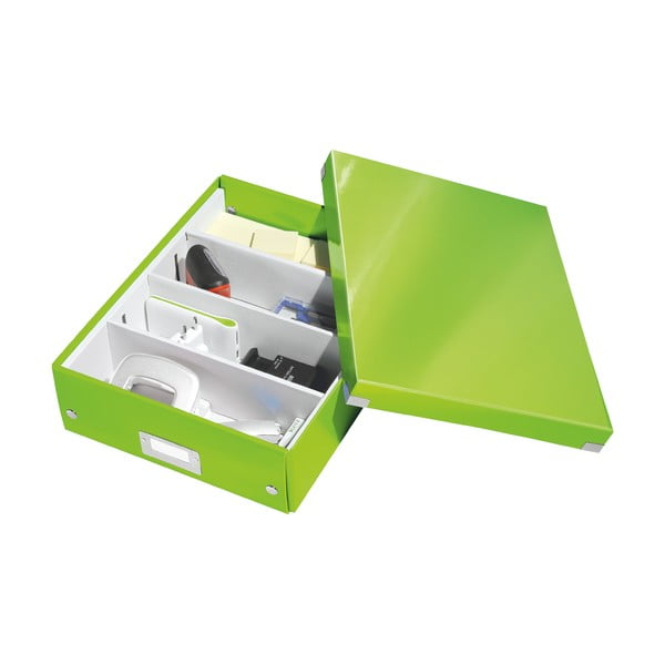 Zielony kartonowy pojemnik z pokrywką 28x37x10 cm Click&Store – Leitz