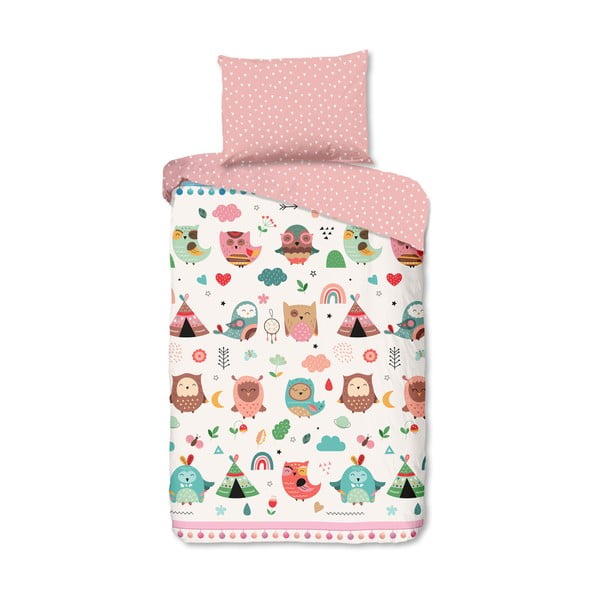Różowa bawełniana pościel dziecięca jednoosobowa 140x200 cm Wise – Good Morning