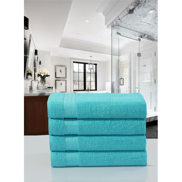 Turkusowe bawełniane ręczniki zestaw 4 szt. 50x100 cm – Good Morning-image-1