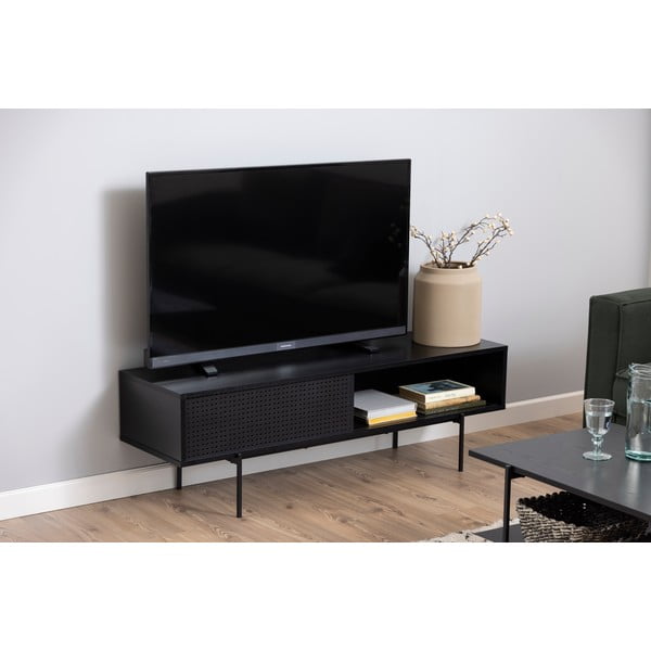 Czarna szafka pod TV w dekorze jesionu 140x45 cm Angus – Actona-image-1