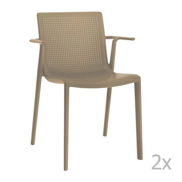 Zestaw 2 beżowych krzeseł ogrodowych z podłokietnikami Resol beekat