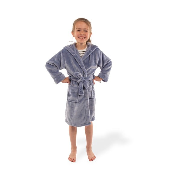 Niebieski szlafrok dziecięcy z mikropluszu w rozmiarze 134-140 Delux – Tiseco Home Studio-image-2