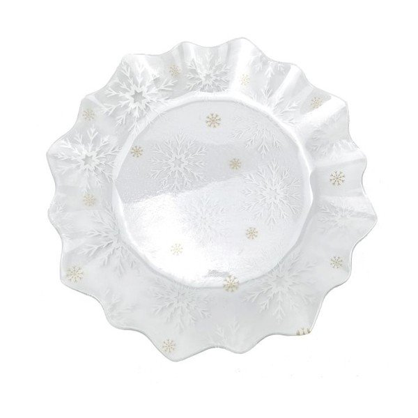 Szklany talerz ze świątecznym motywem do serwowania ø 19,5 cm Frosty Flakes – Dakls