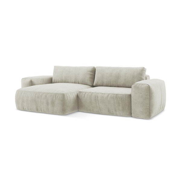 Beżowy rozkładany narożnik z tkaniny szenilowej (lewostronny/z szezlongiem) Kuki – Makamii-image-2