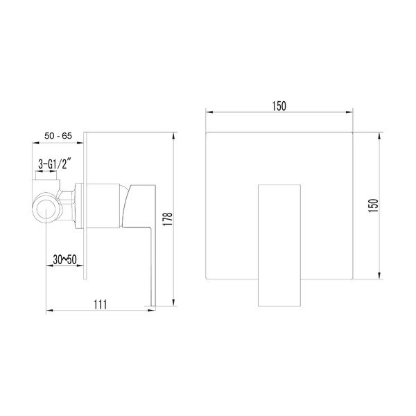 Bateria prysznicowa podtynkowa w kolorze srebra z połyskiem (1 otwór) Latus – Sapho-image-1