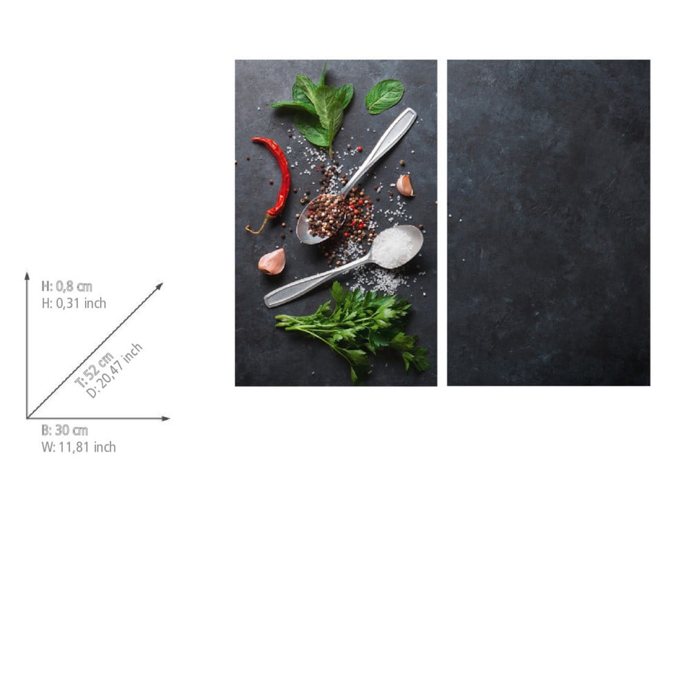 Płyty ochronne na kuchenkę ze szkła hartowanego zestaw 2 szt.  52x30 cm Basil – Allstar (zdjęcie 3)