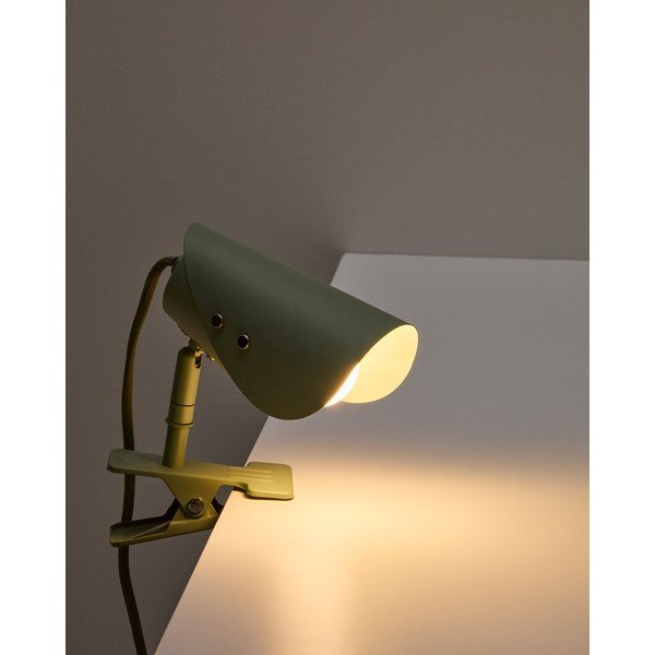 Zielona metalowa lampa stołowa z klipsem (wysokość 16 cm) Jula – Kave Home-image-1