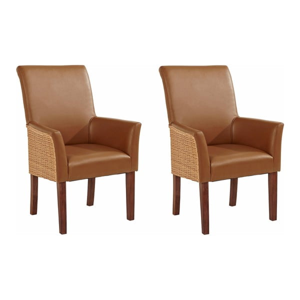 Zestaw 2 brązowych krzeseł z područkami Støraa Matrix