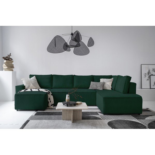 Ciemnozielony sztruksowy rozkładany narożnik (prawostronny/w kształcie litery U) Brave Dave – Miuform-image-1