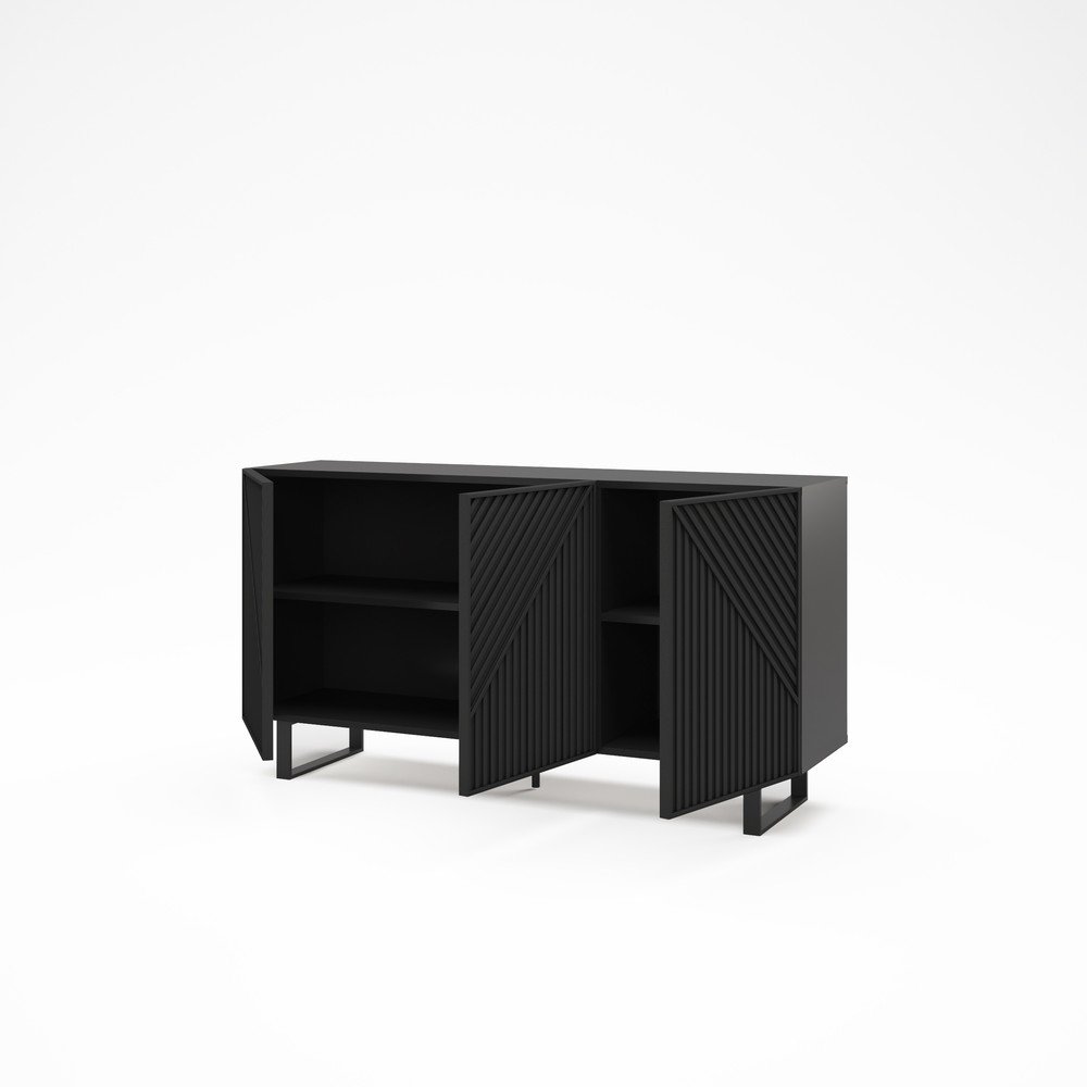 Czarna komoda 151x80x35 cm Peta – Marckeric (zdjęcie 6)