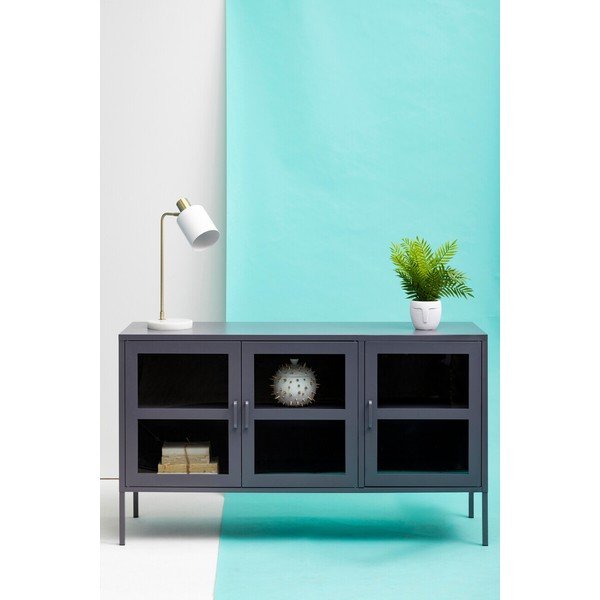 Szara stalowa witryna 140x80x45 cm Acier – Premier Housewares-image-2