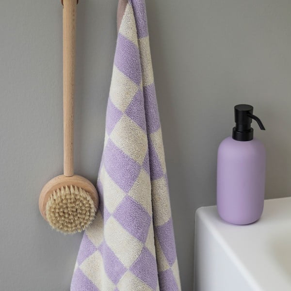 Jasnożółto-fioletowy ręcznik kąpielowy z bawełny organicznej 70x133 cm Retro – Mette Ditmer Denmark-image-3