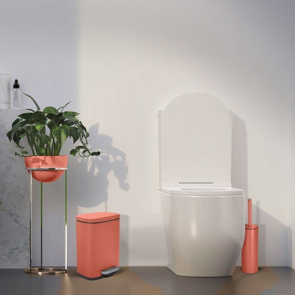 Stalowy kosz na śmieci z pedałem w kolorze terakoty 5 l   Akira – Spirella-image-1